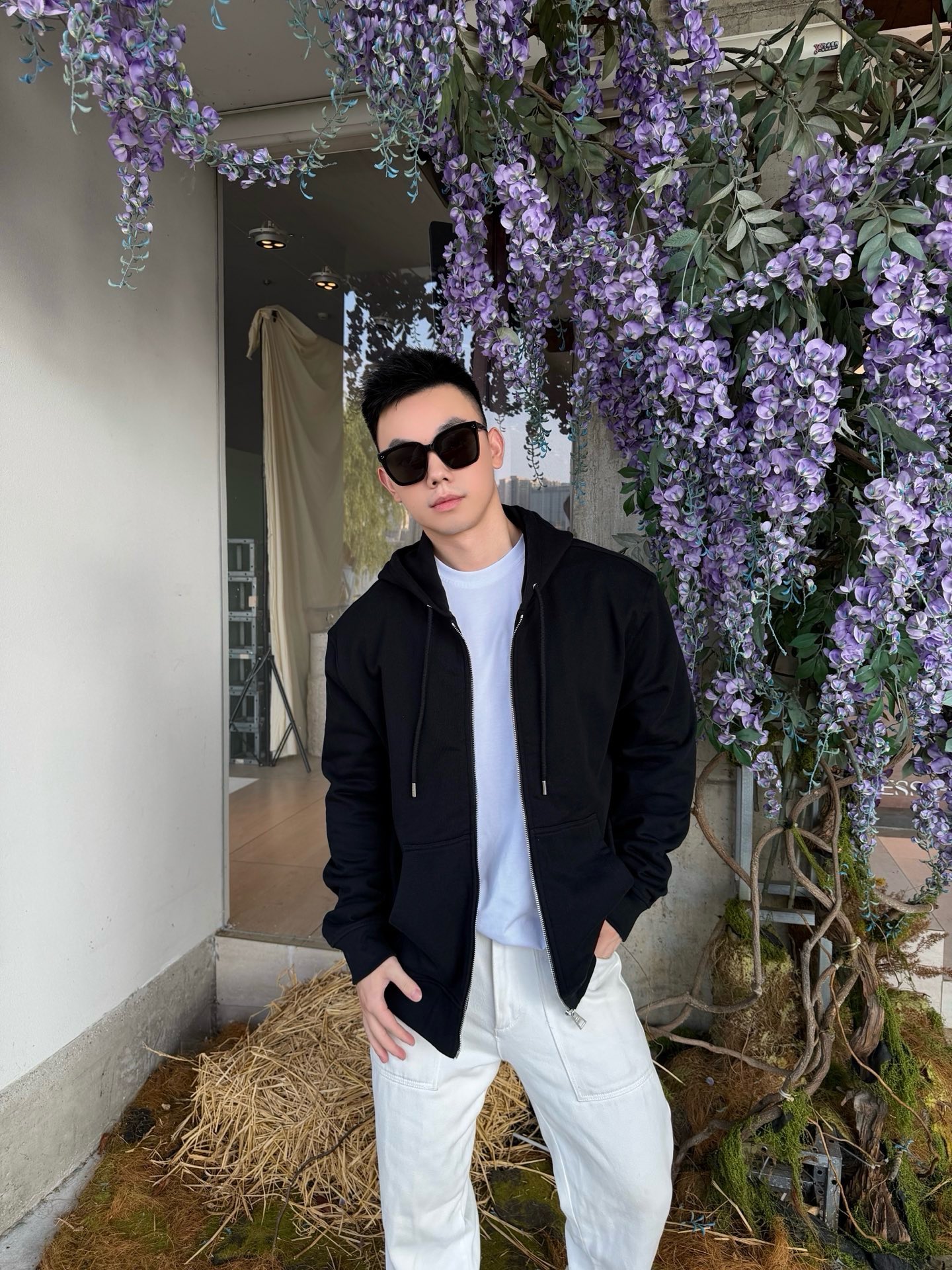Given printed hooded jacket