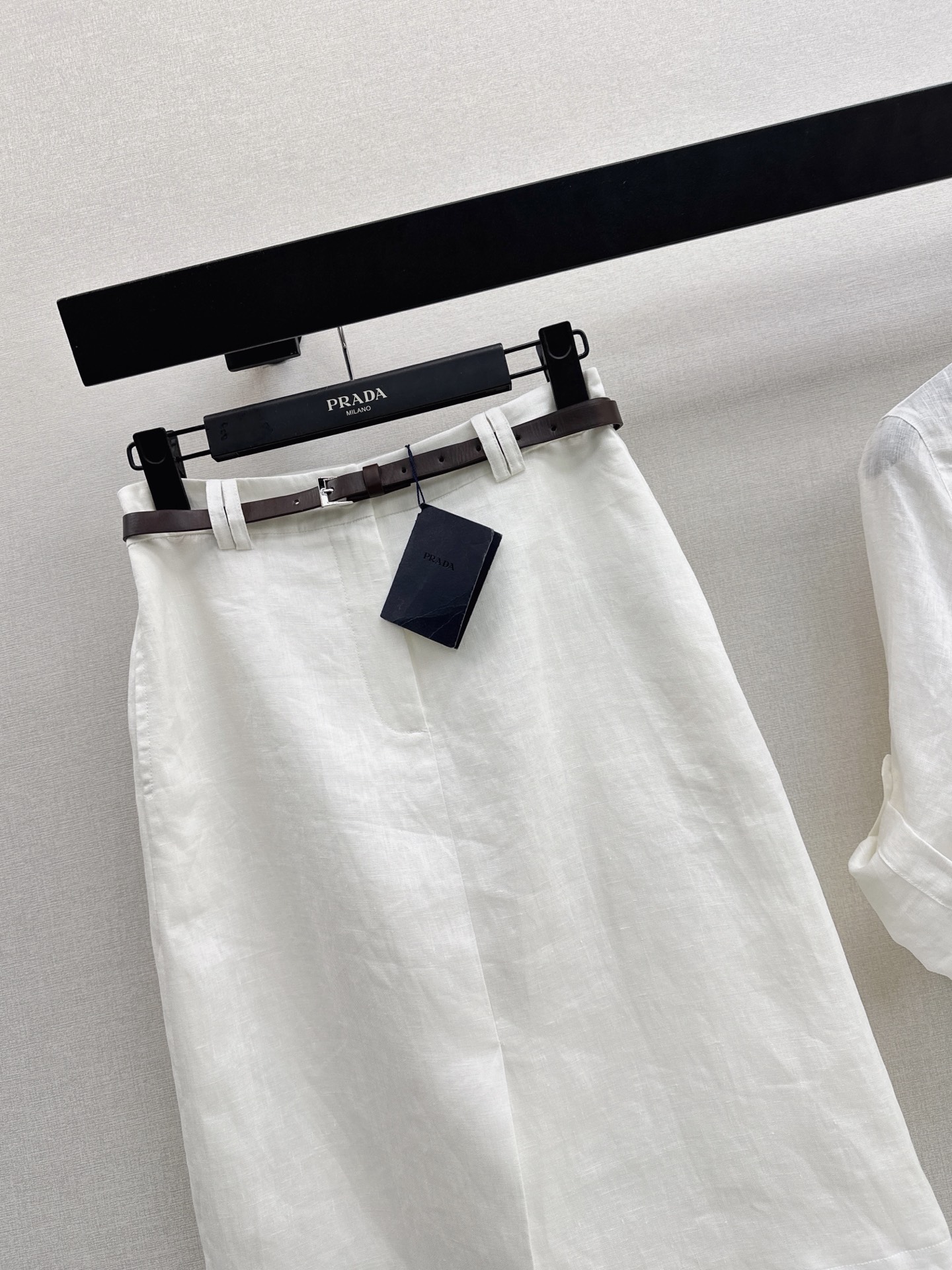 Pra 26ss linen belted skirt