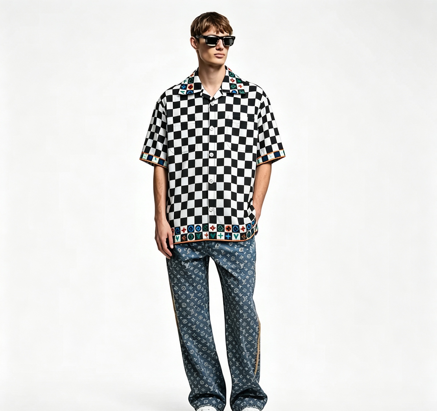Louis checkerboard graphic t-shirt
