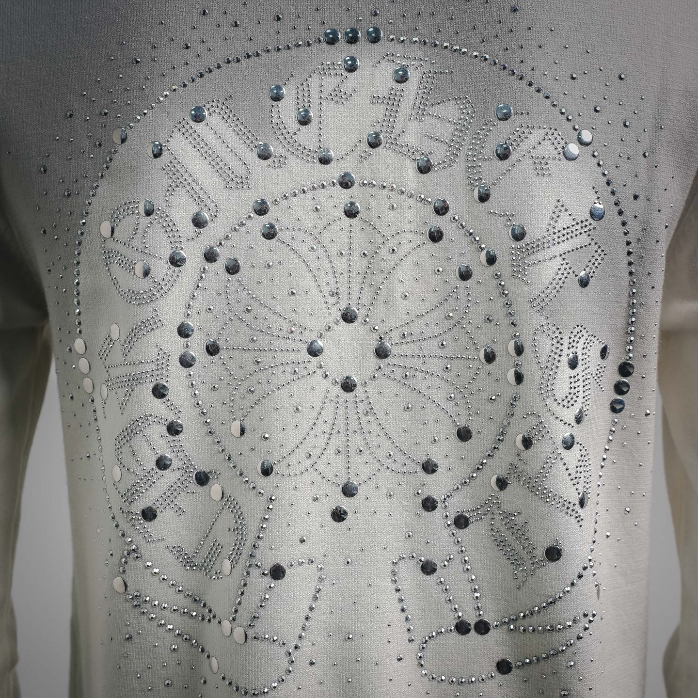 Chrome rhinestone knit sweater