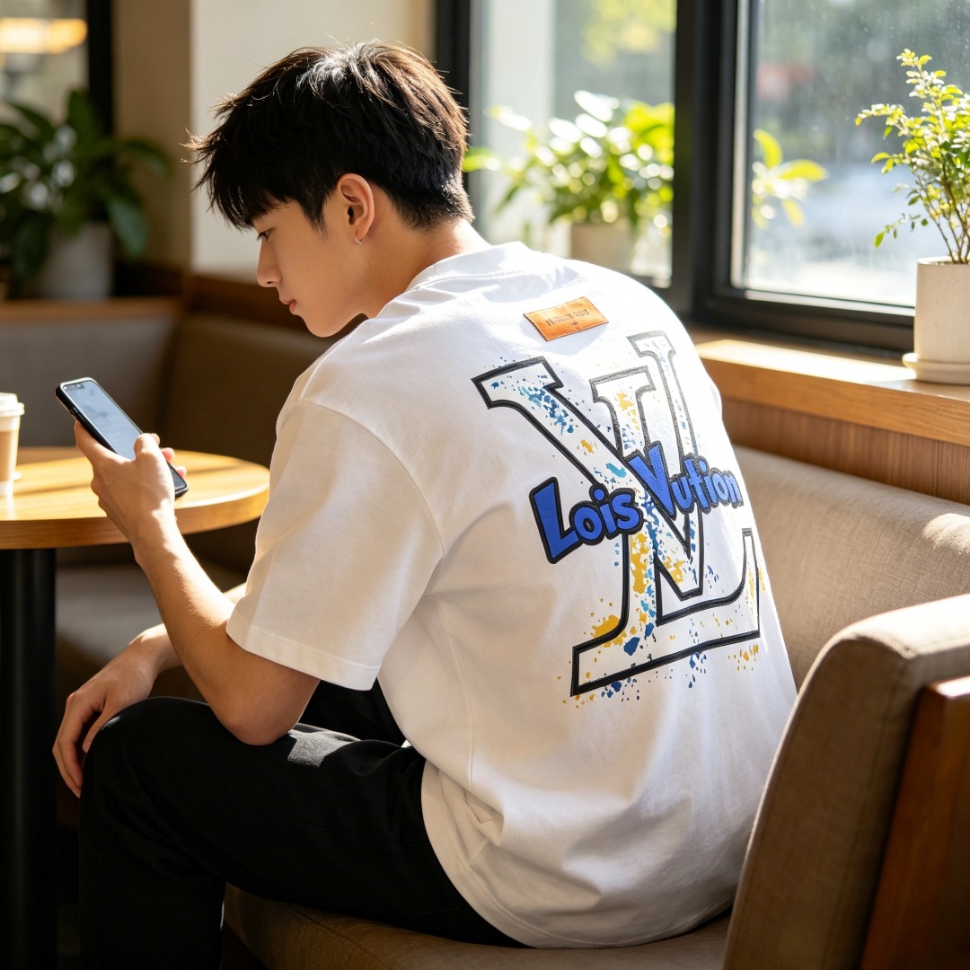 Louis graffiti-print logo t-shirt