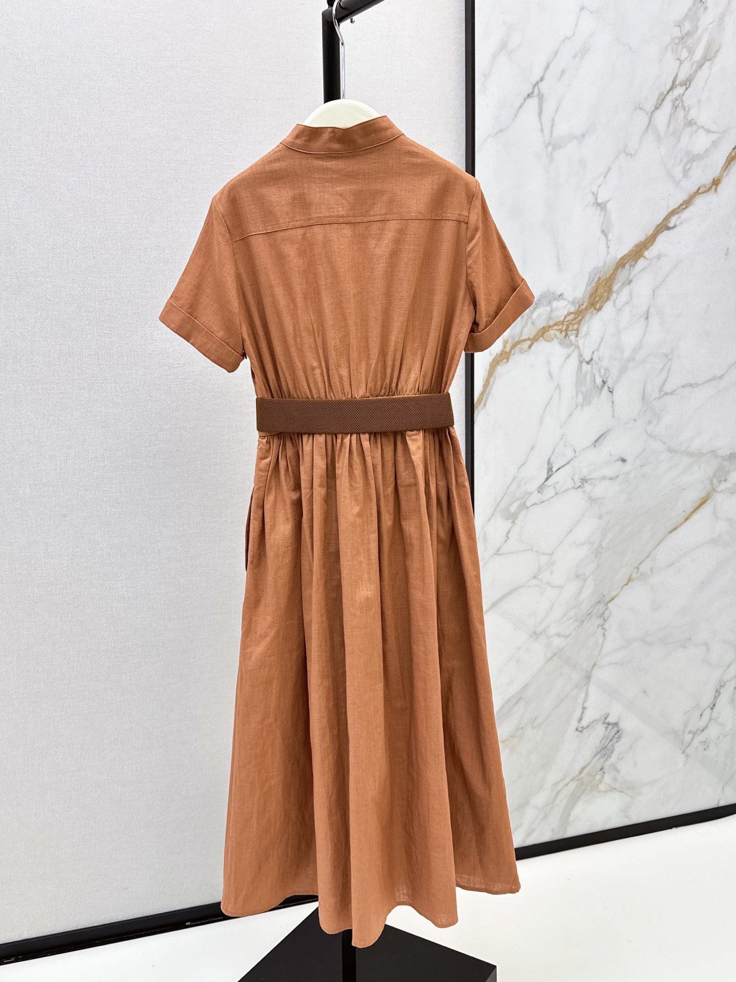 Chol 26ss belted linen dress