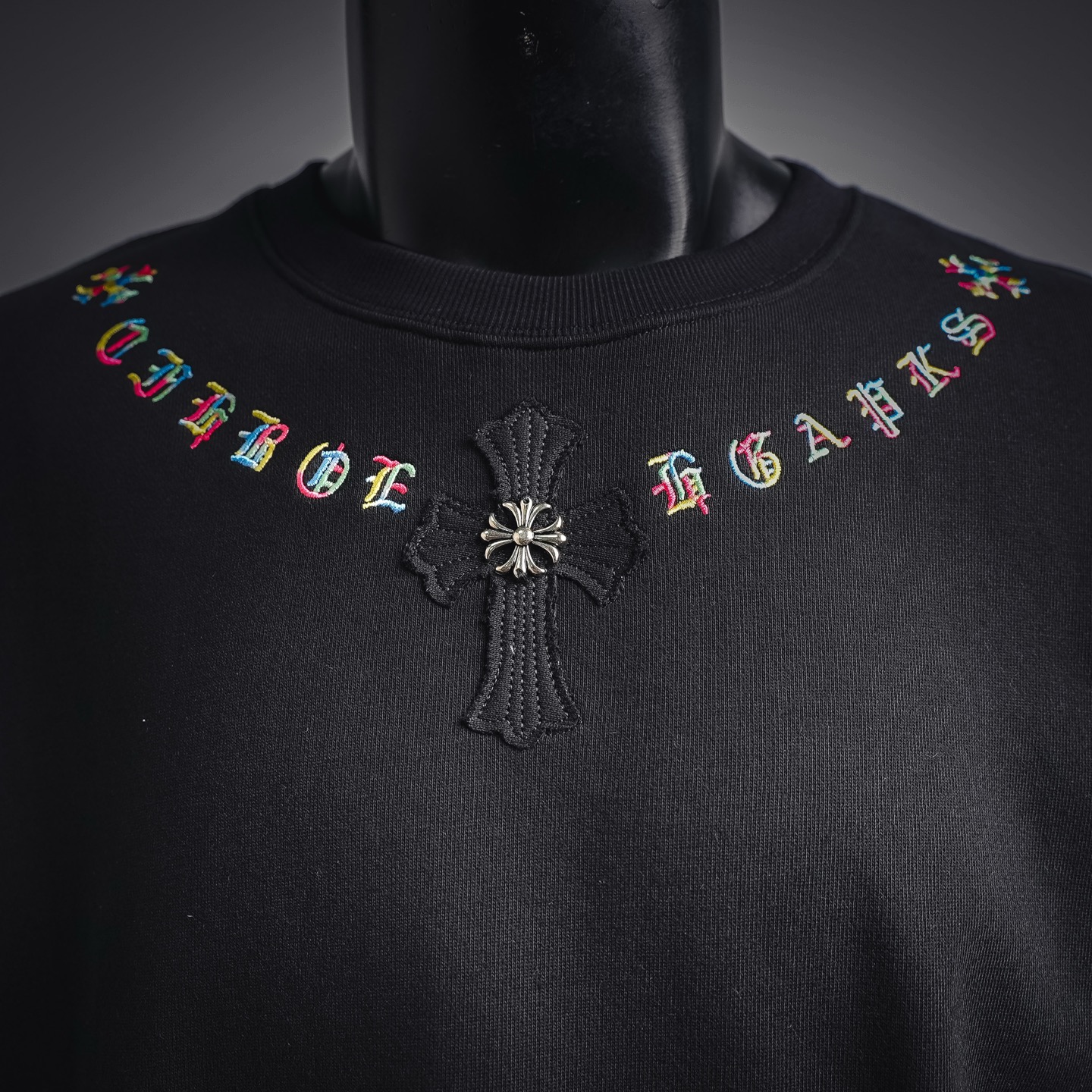 Chrome embroidered gothic sweatshirt