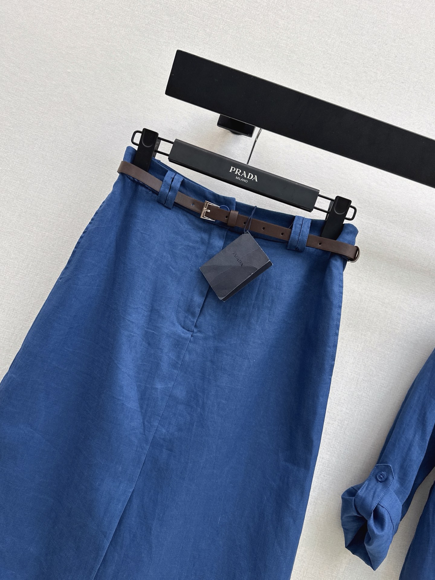 Pra 26ss linen belted skirt