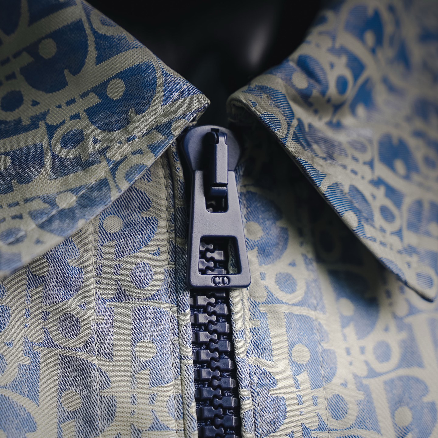 CD embroidered zip-up jacket