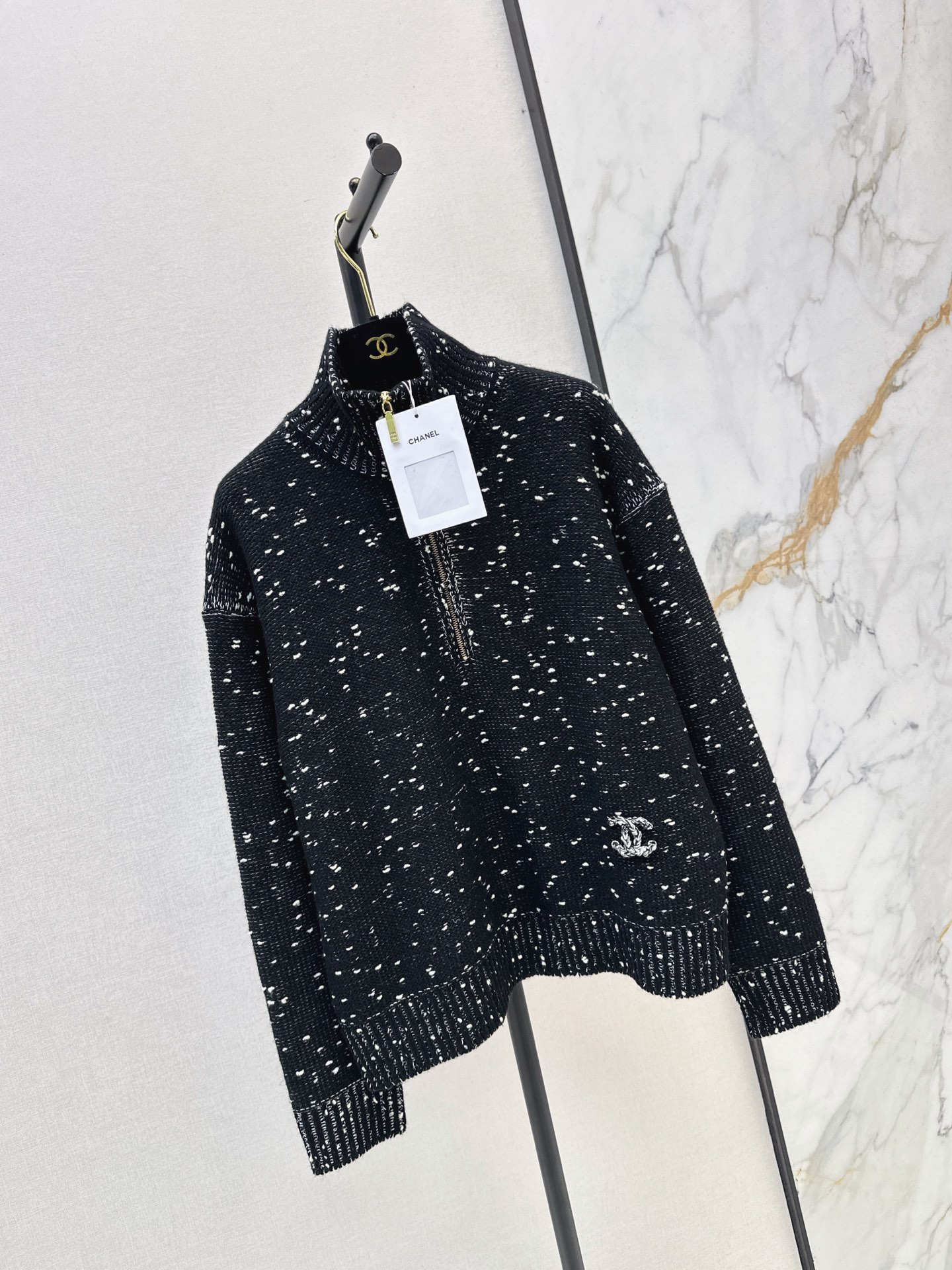 Chan 26fw zip-up knit sweater