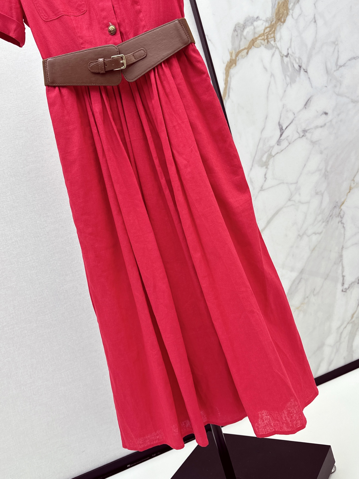 Chol 26ss belted linen dress