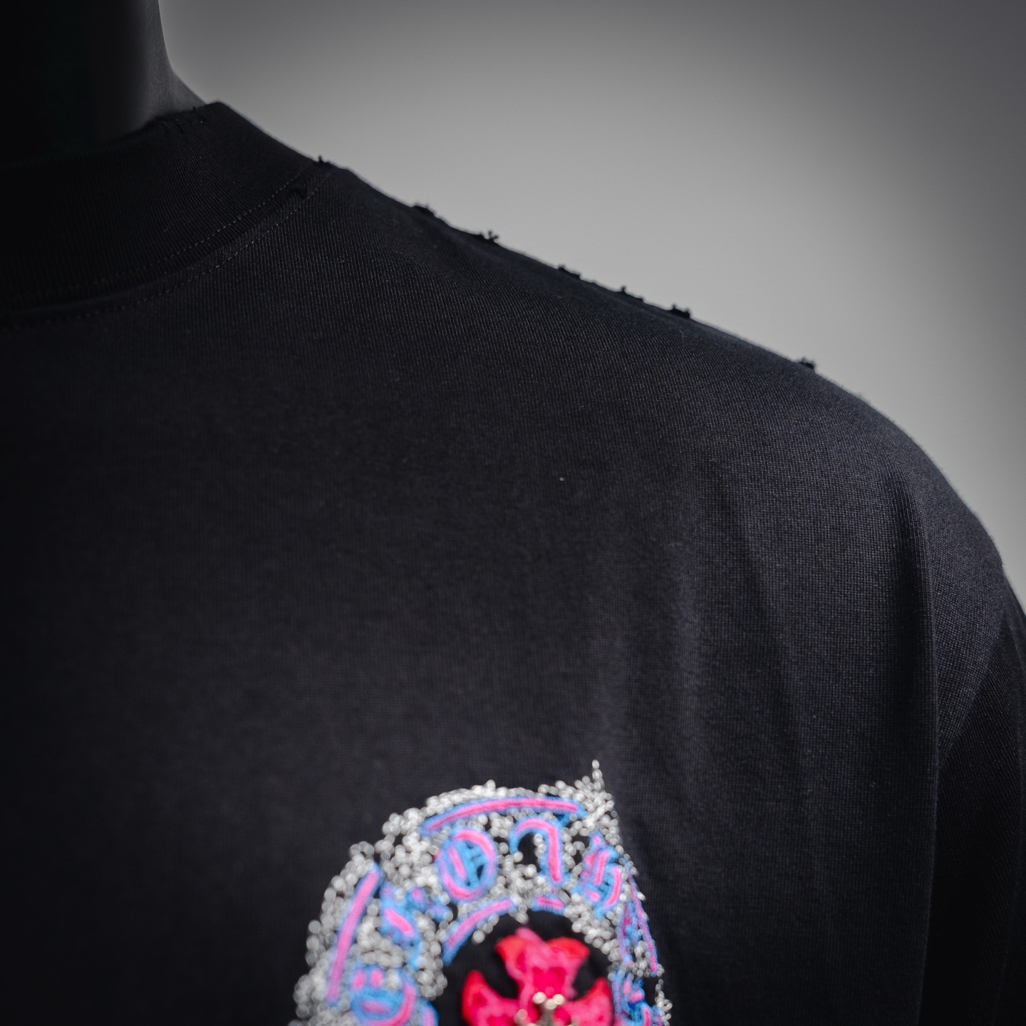 Chrome cross applique t-shirt