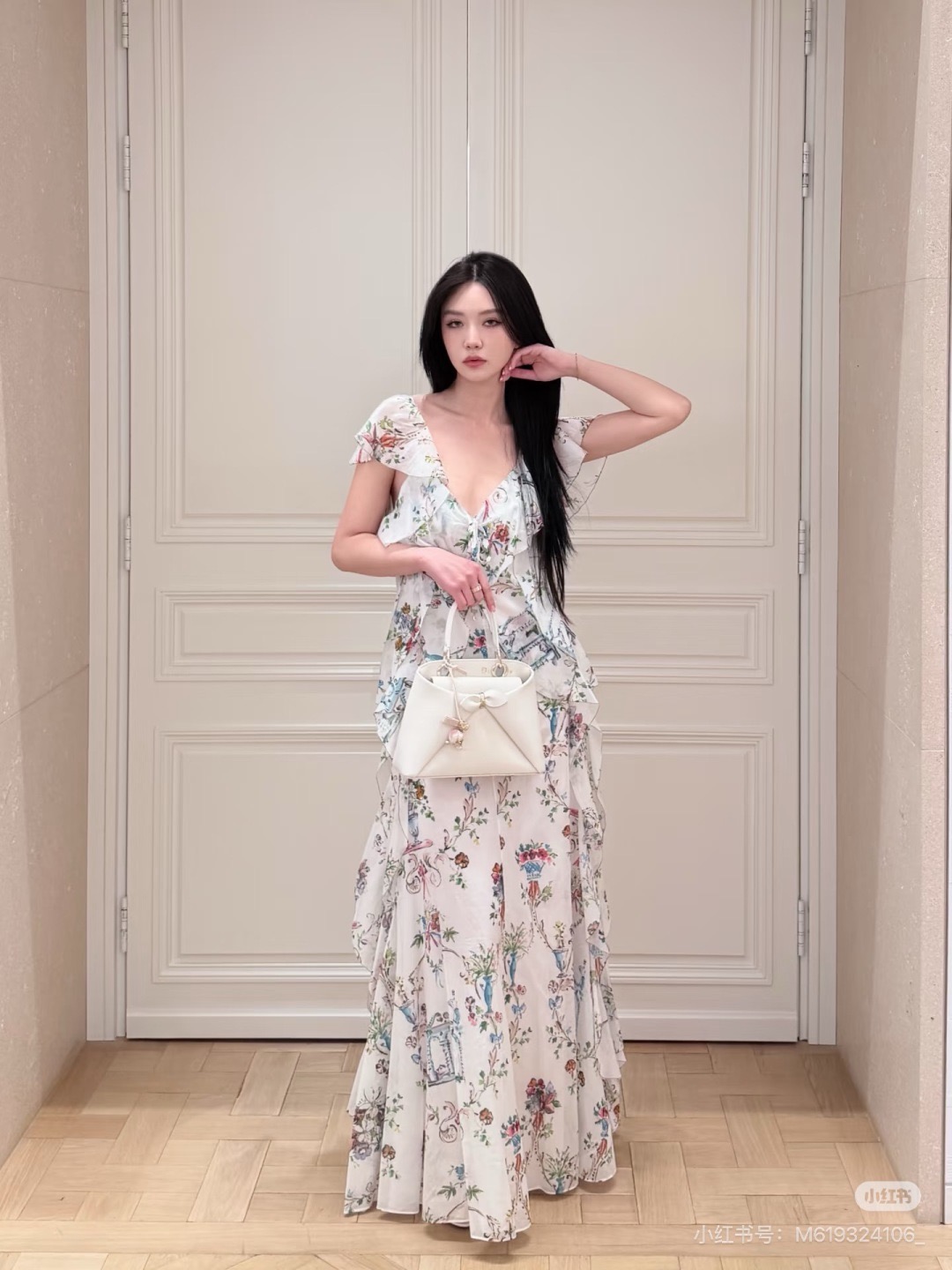 CD 26ss ruffle print dress