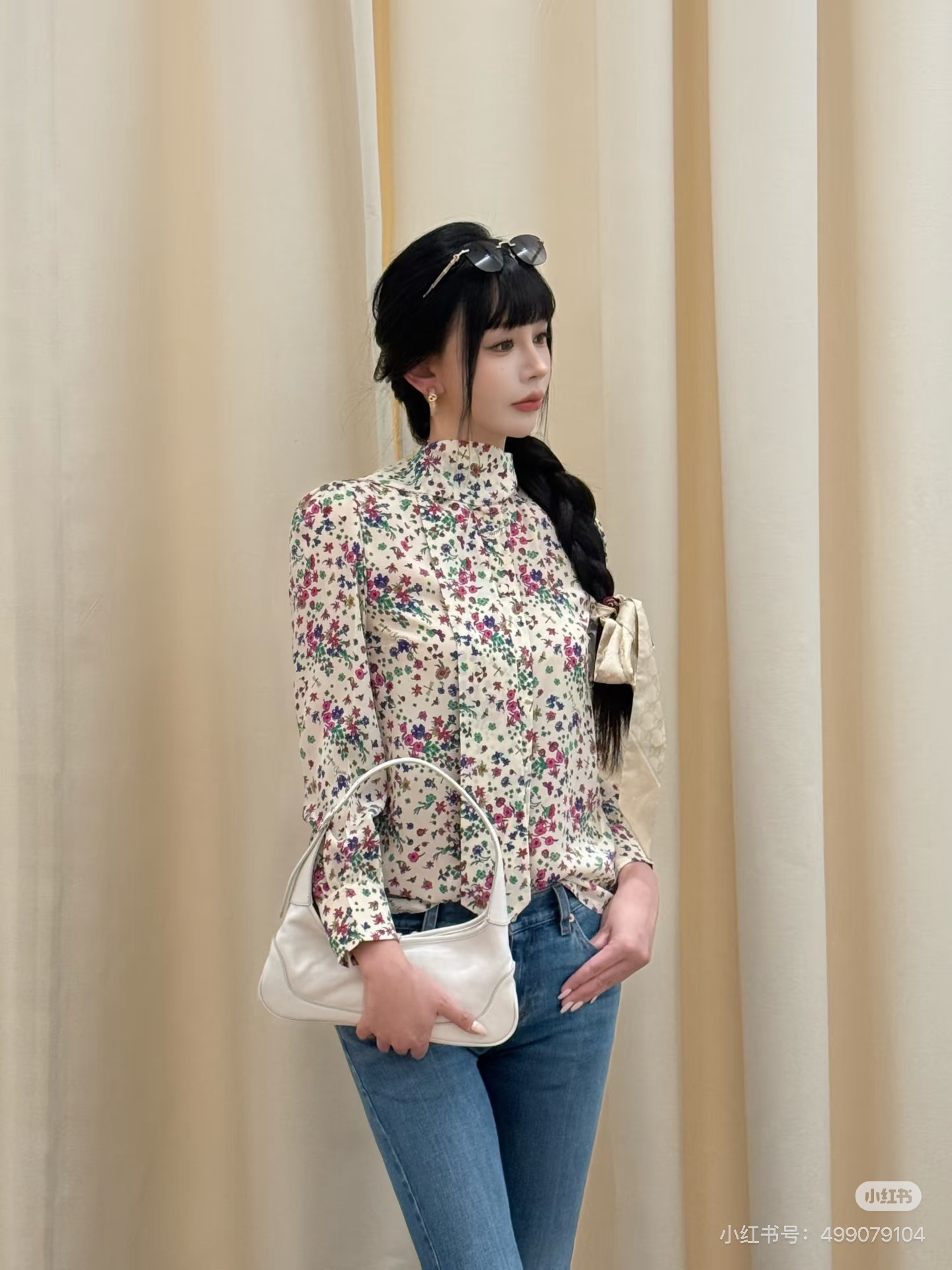 Guc 26ss print floarl silk shirt