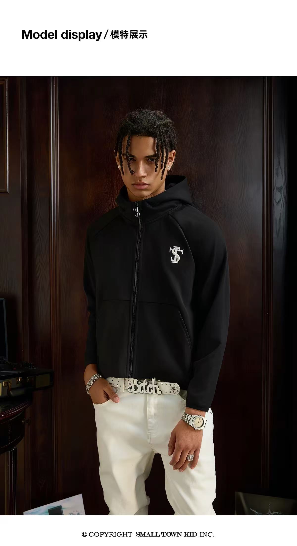 Stk casual zip-up coat