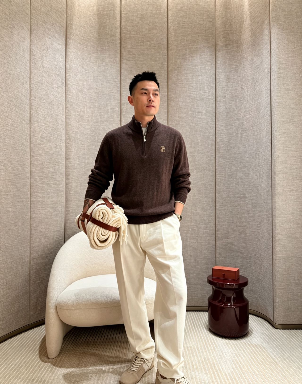 Brunello zip knit sweater