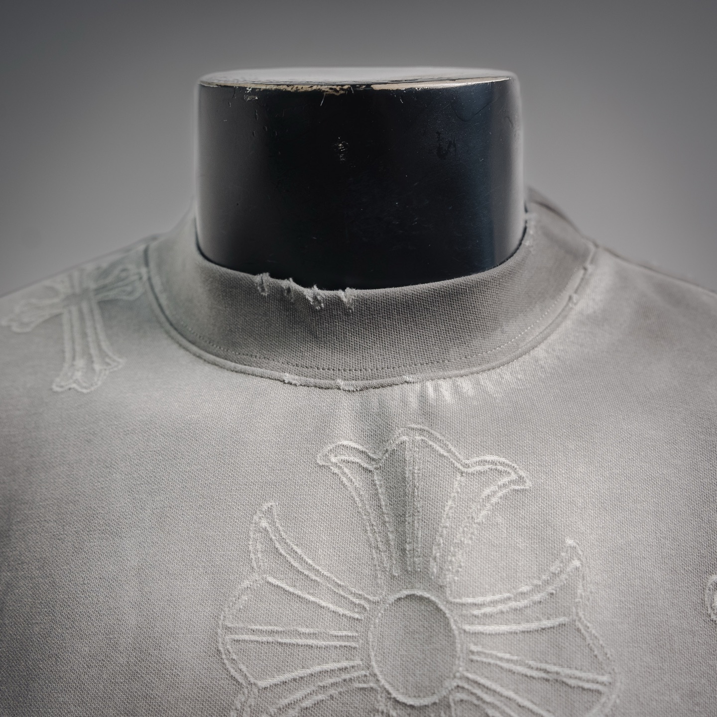 Chrome embossed cross washed t-shirt