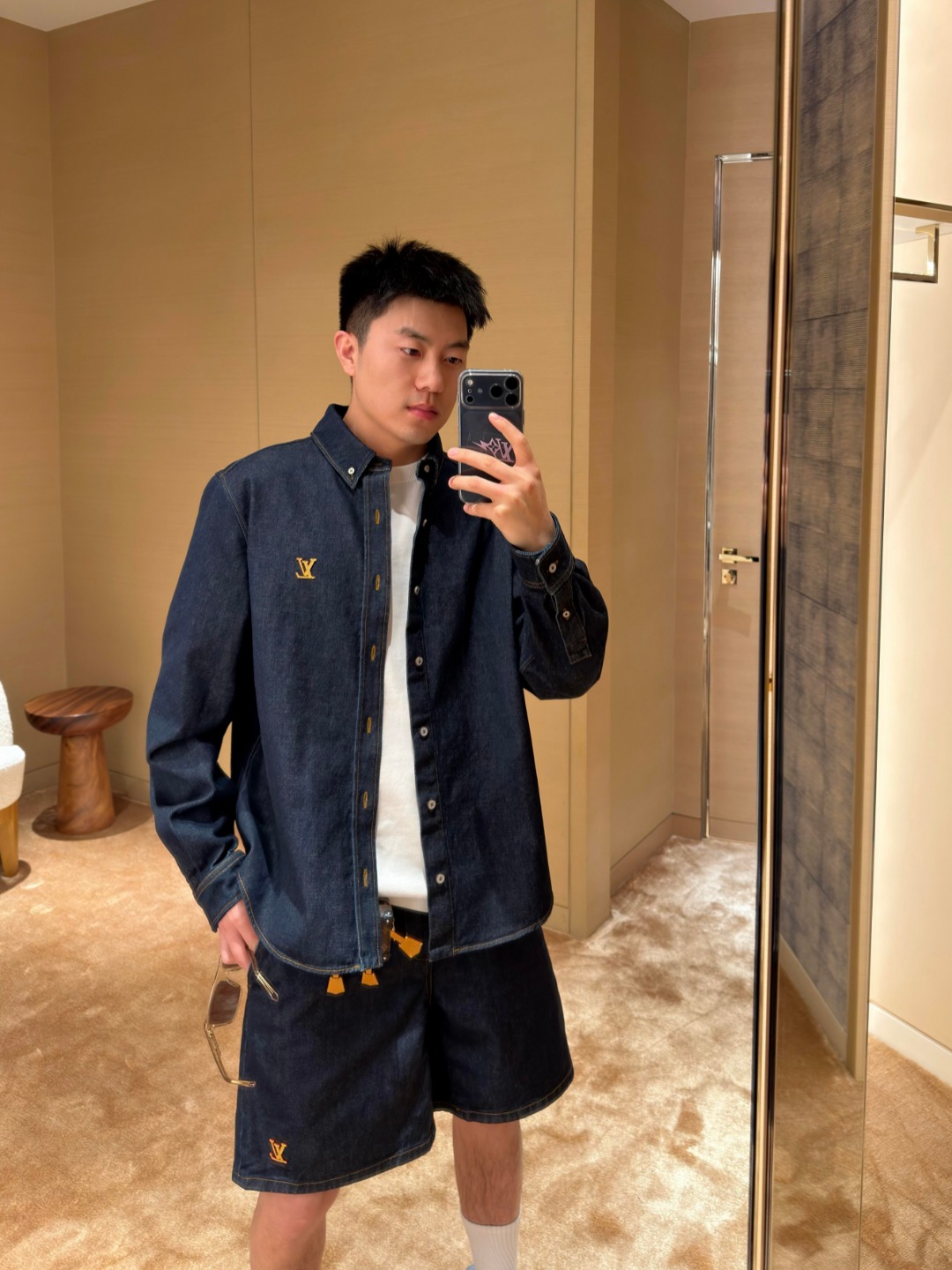 Louis denim long-sleeved shirts