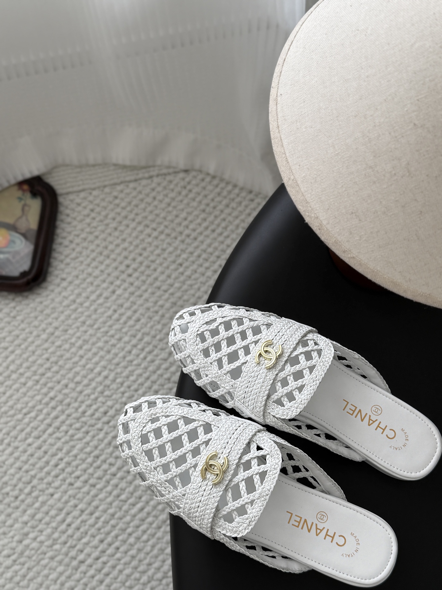 Chan 26ss woven slippers