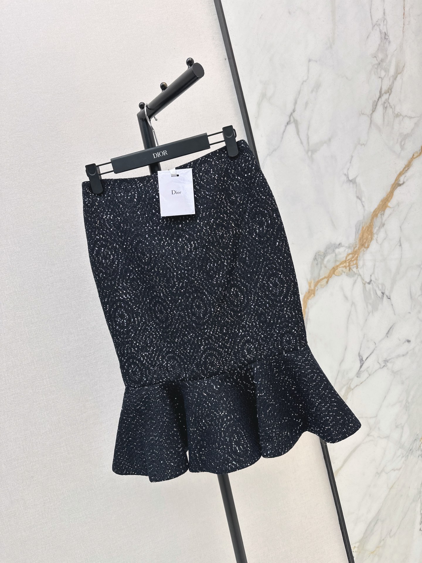 CD 26fw shimmer flounce-hem skirt