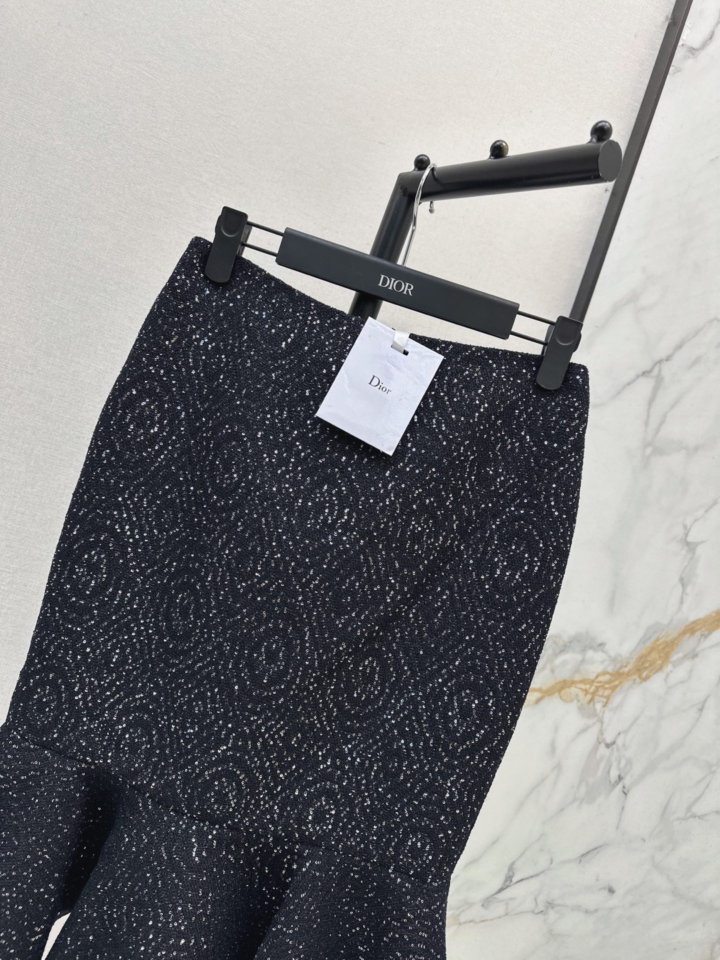 CD 26fw shimmer flounce-hem skirt