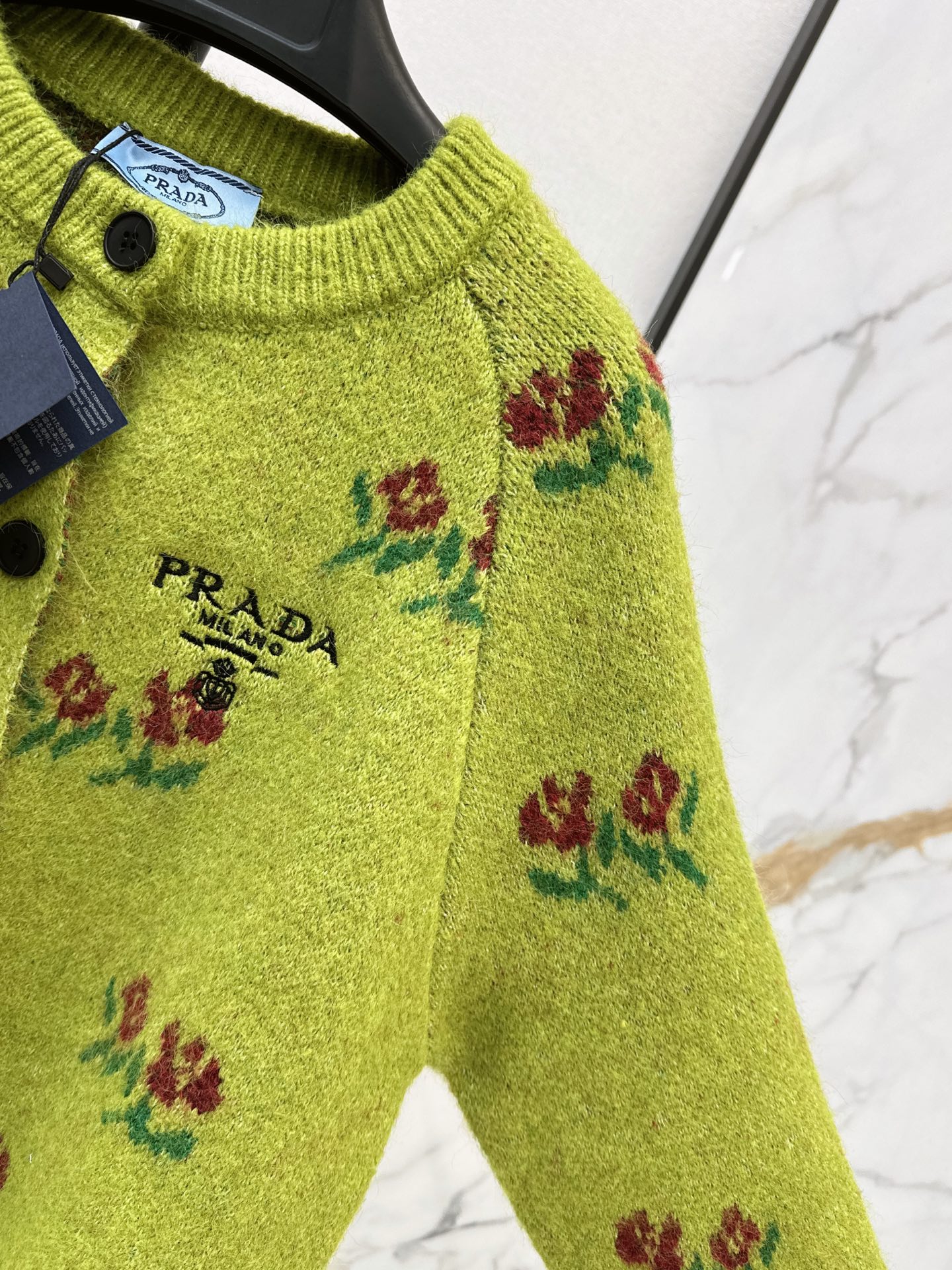 Pra 26fw floaral jacquard cardigan