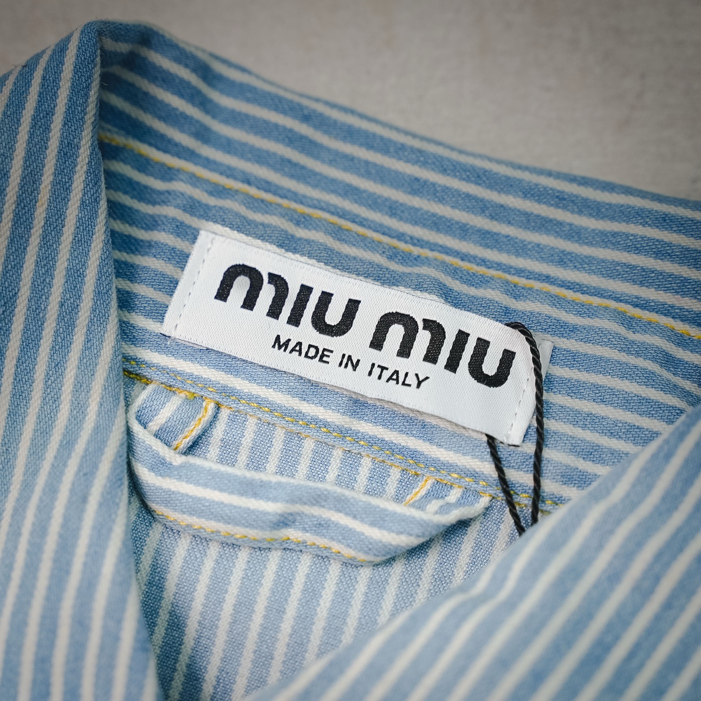 Miu vertical stripe denim zip jacket