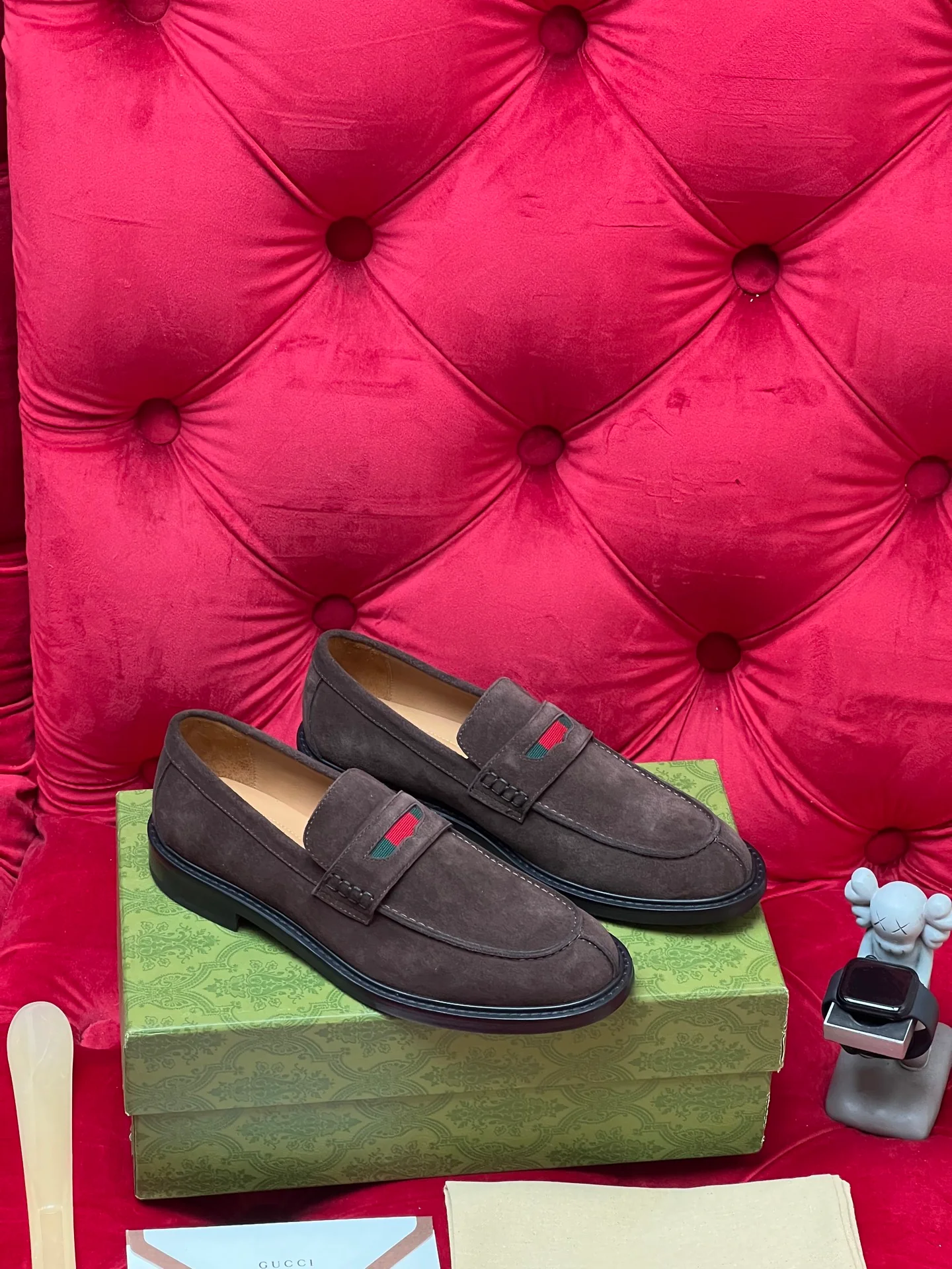 Guc suede penny loafers