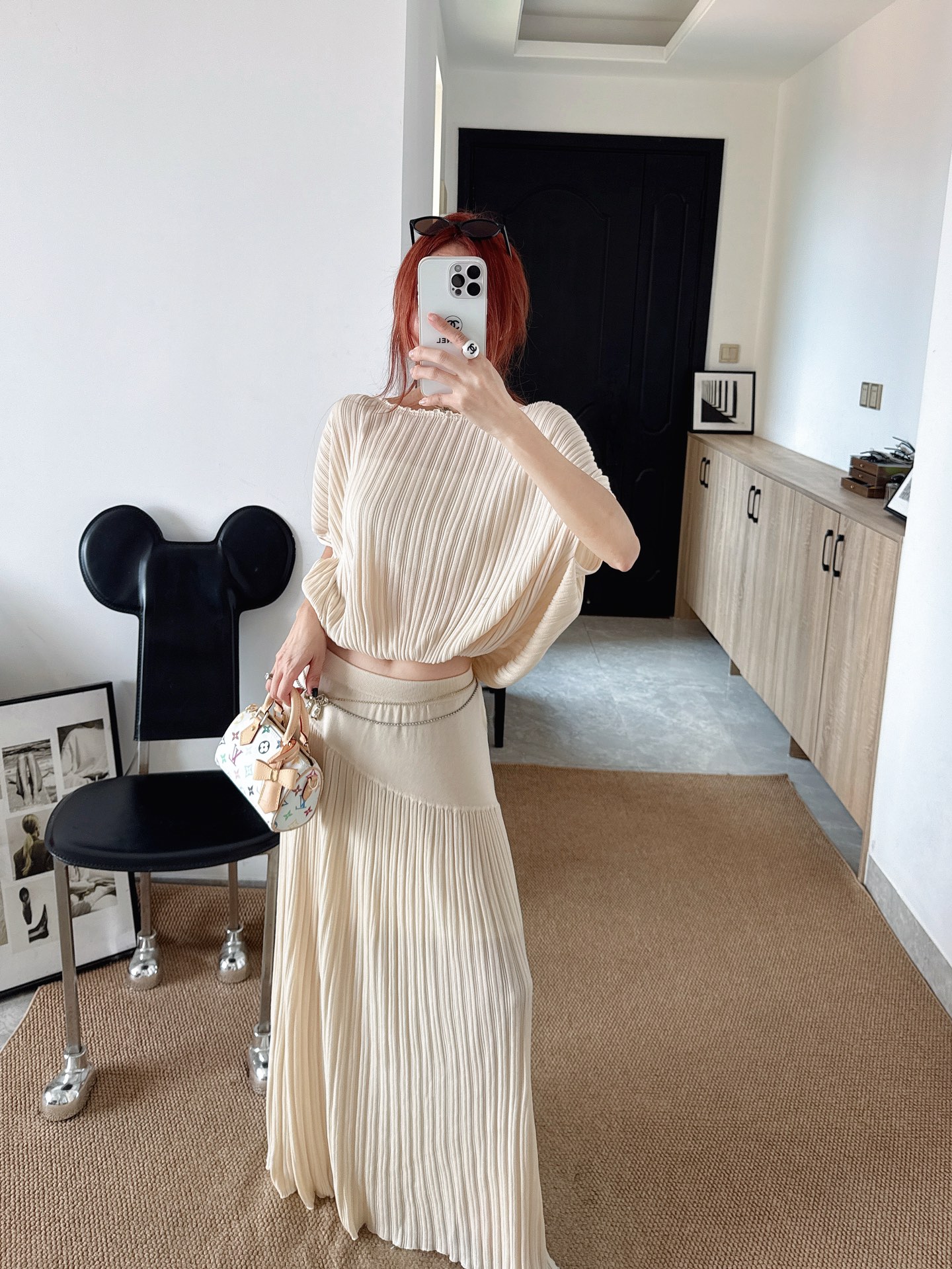 Brun 26ss knit cape knitwear skirt sets