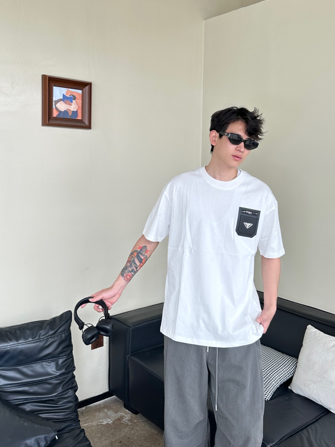 Pra leather pockets t-shirt