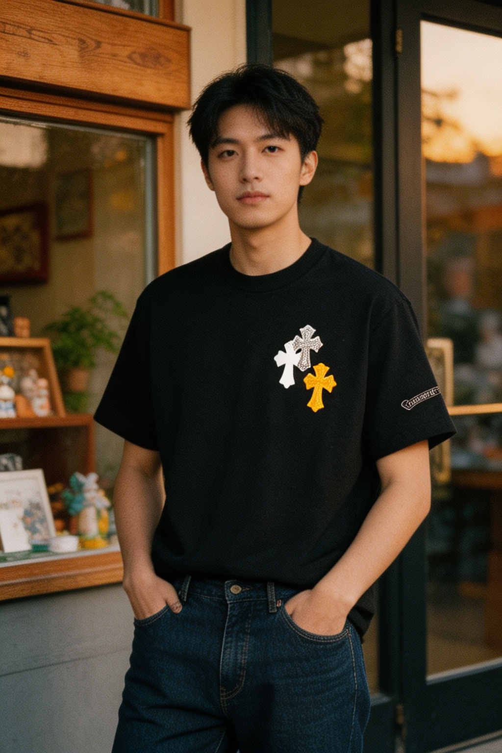 Chrome cross patch t-shirt