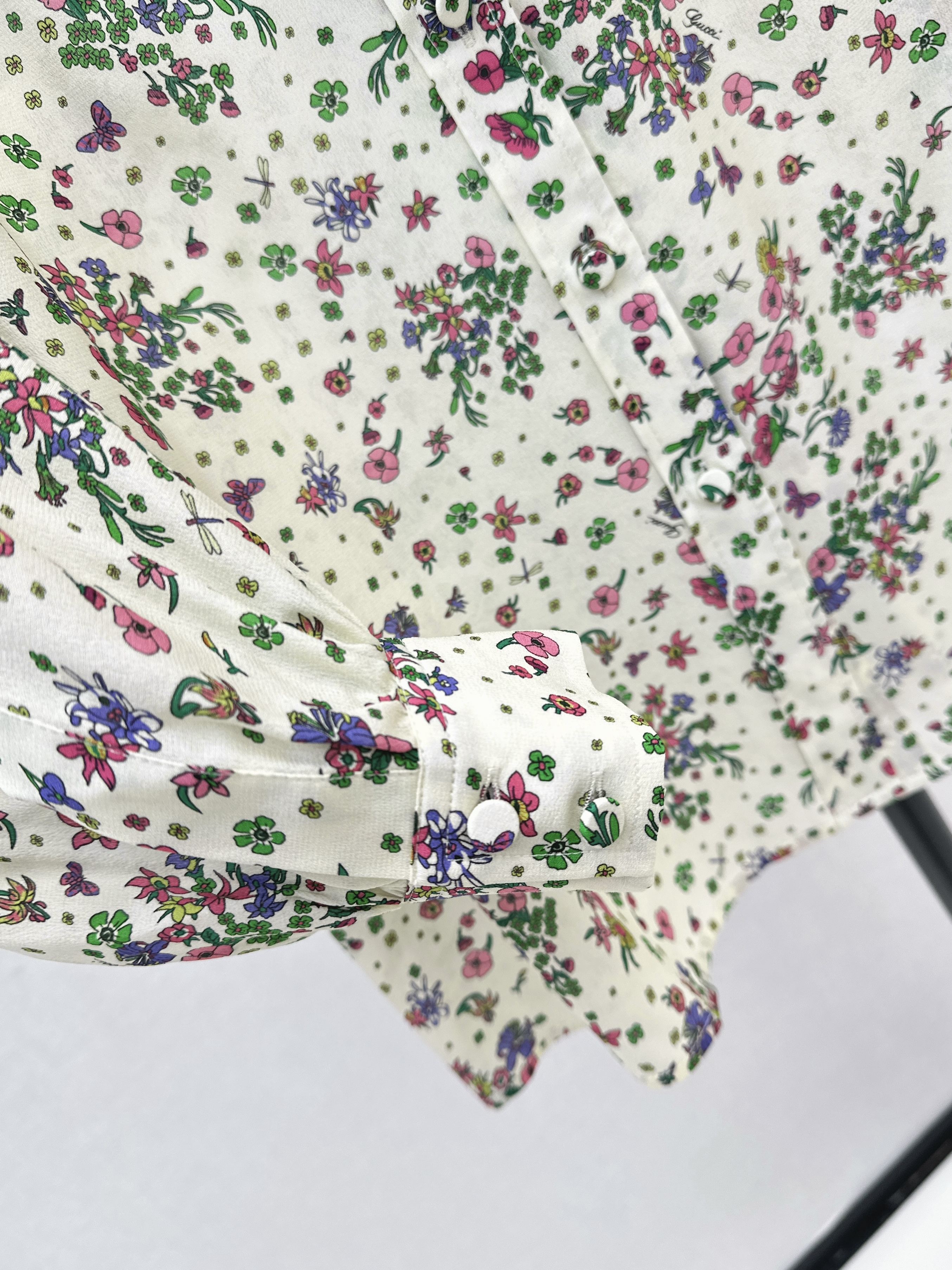 Guc 26ss print floarl silk shirt