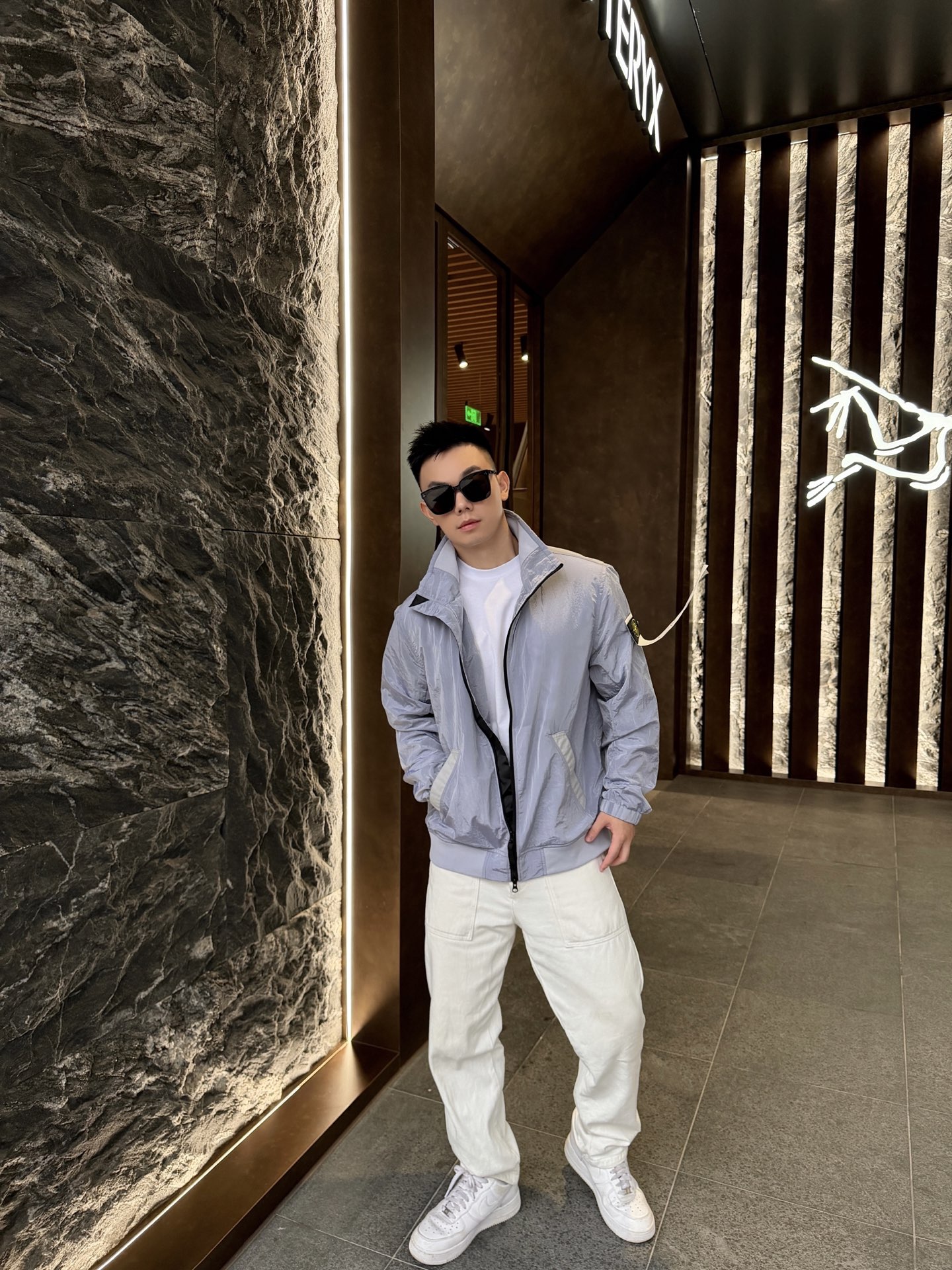 Stone nylon zip-up jacket