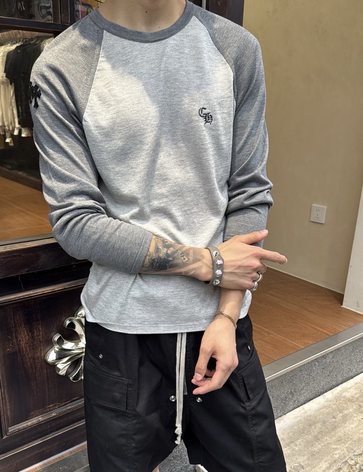 Chrome embroidered knit sweatshirt