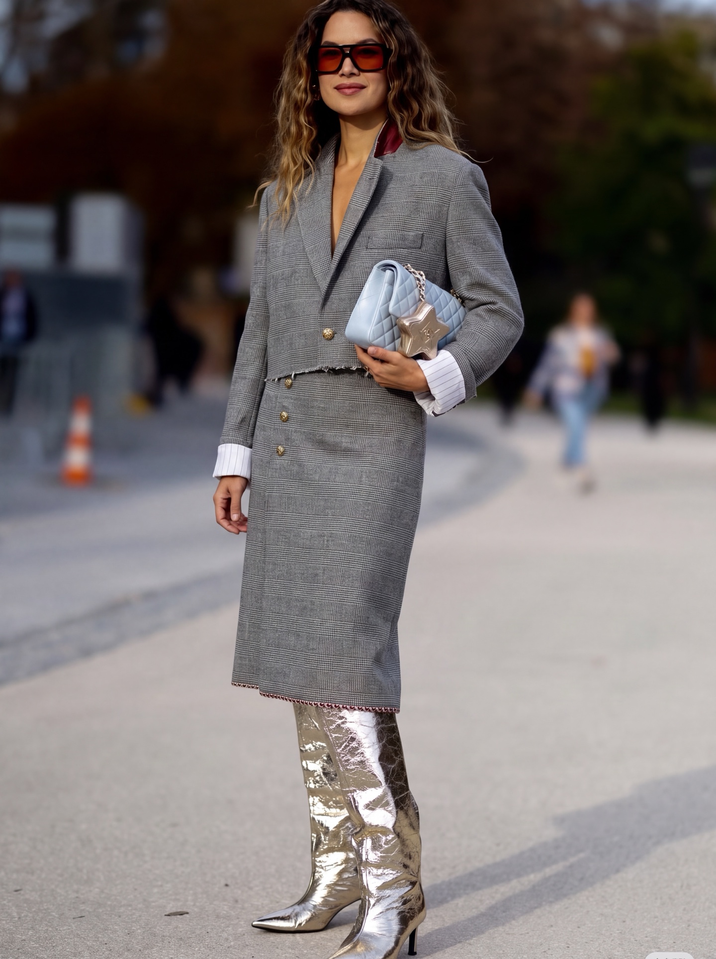 Chan 26fw check cropped jacket