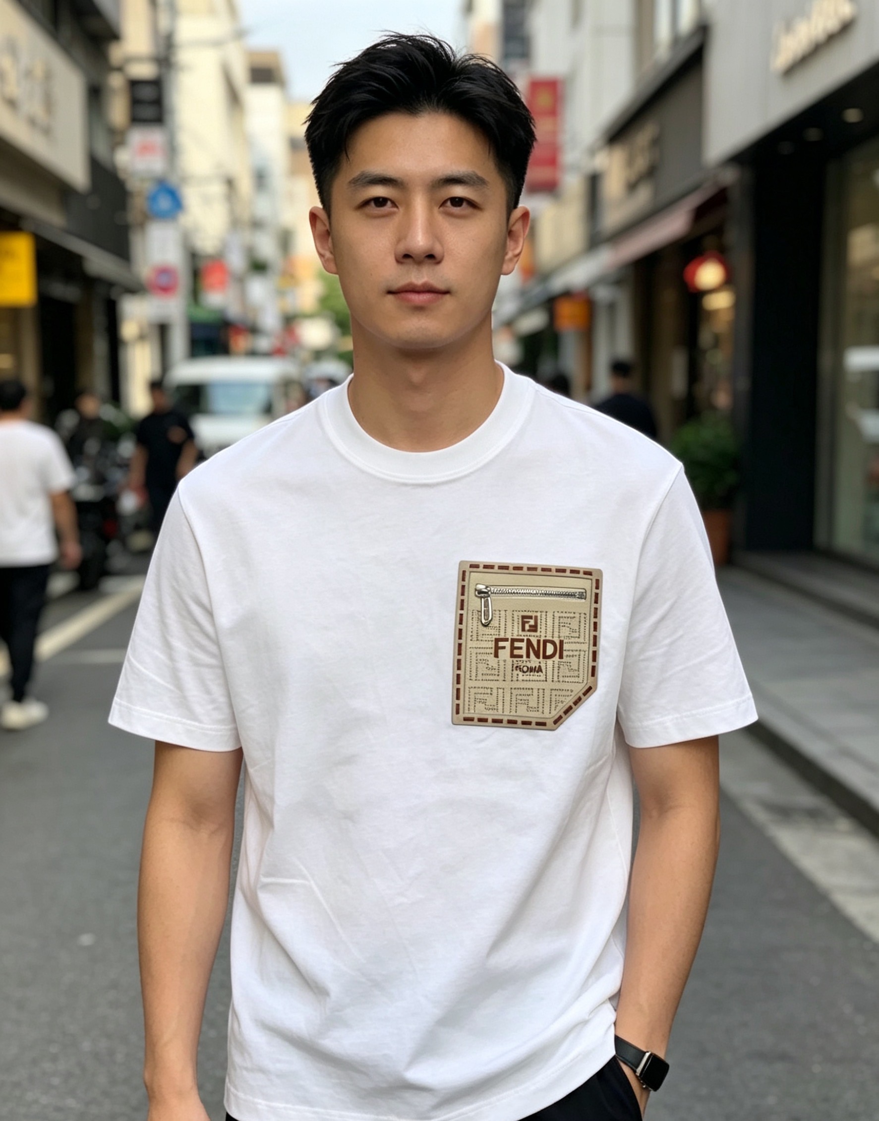 Fend zip-up pocket t-shirt