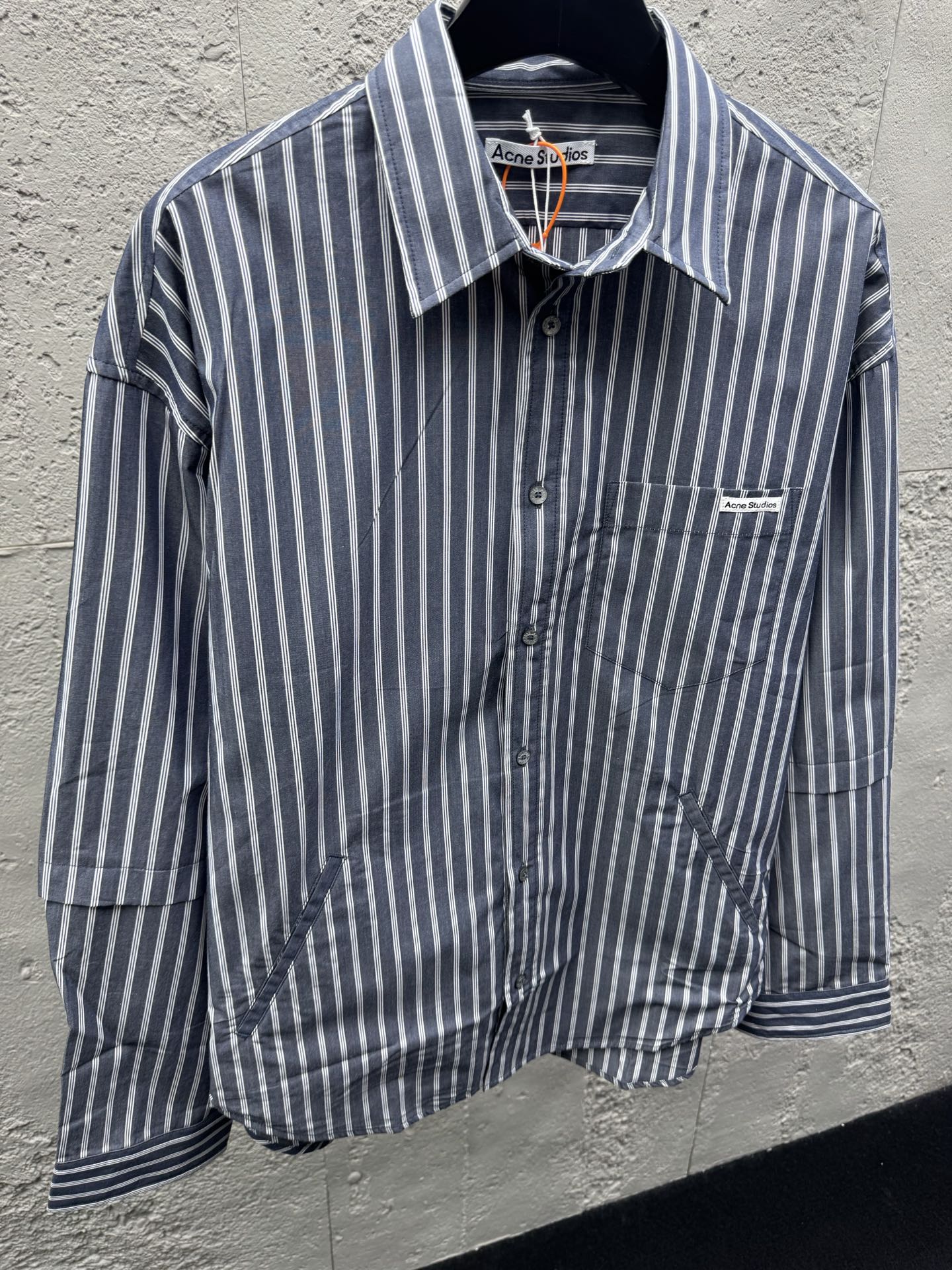 Acne logo badge striped shirts