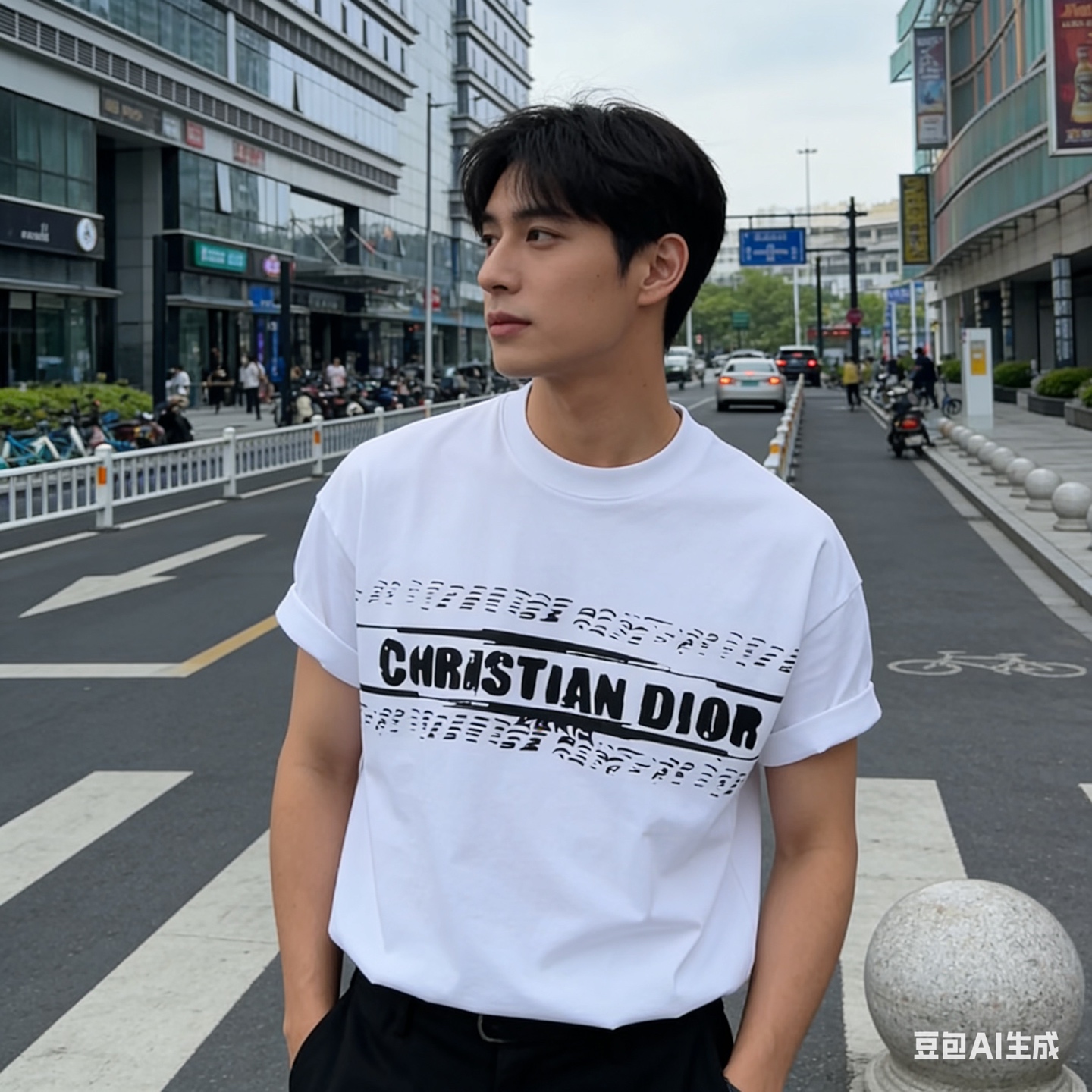 CD letter graffiti-print t-shirt