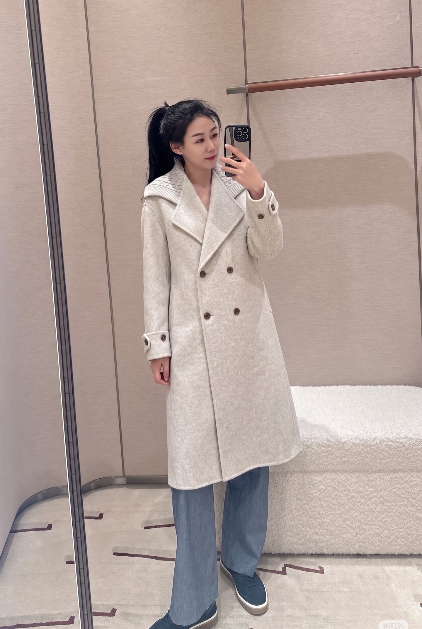 Max 26fw knit hooded woolen overcoats