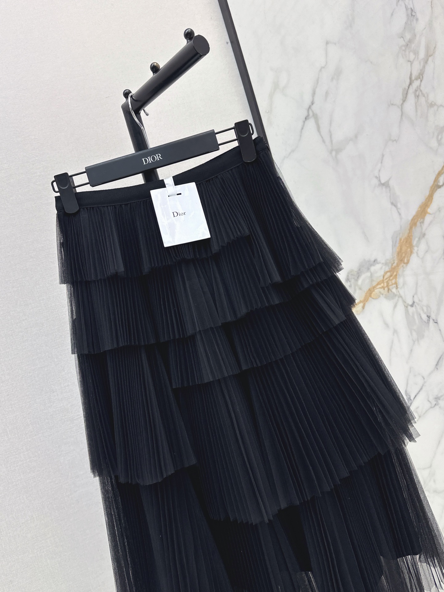 CD 26fw tiered pleated tulle midi skirt