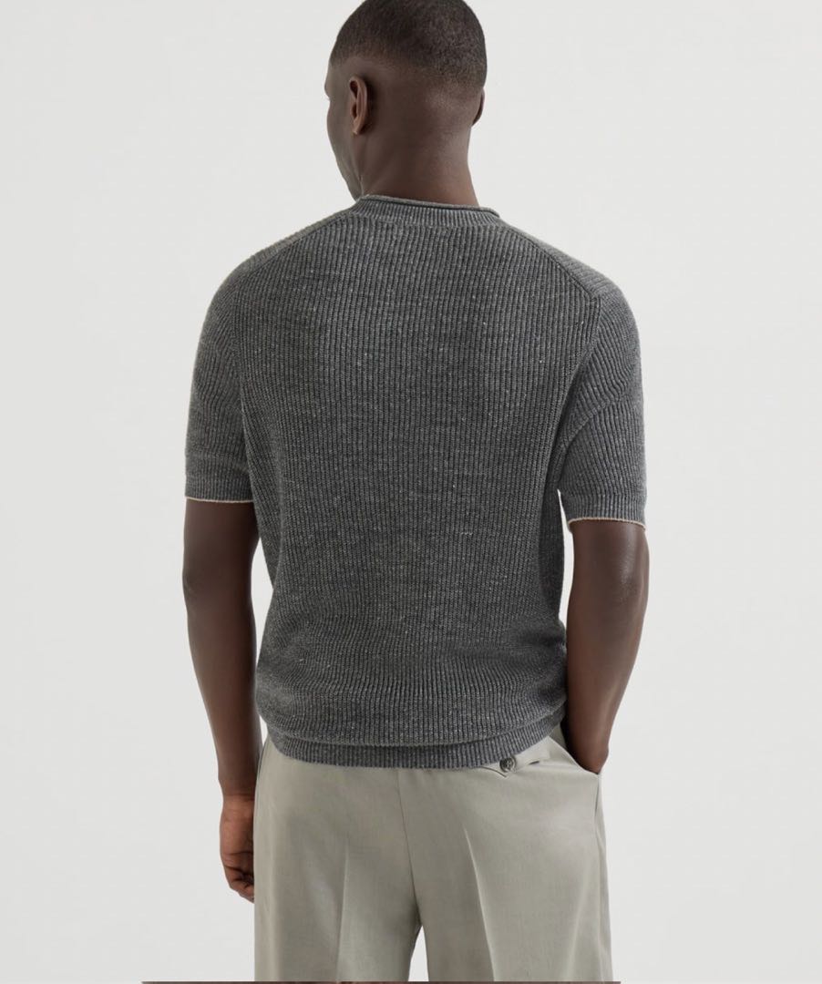 Brunello embroidered wool t-shirt