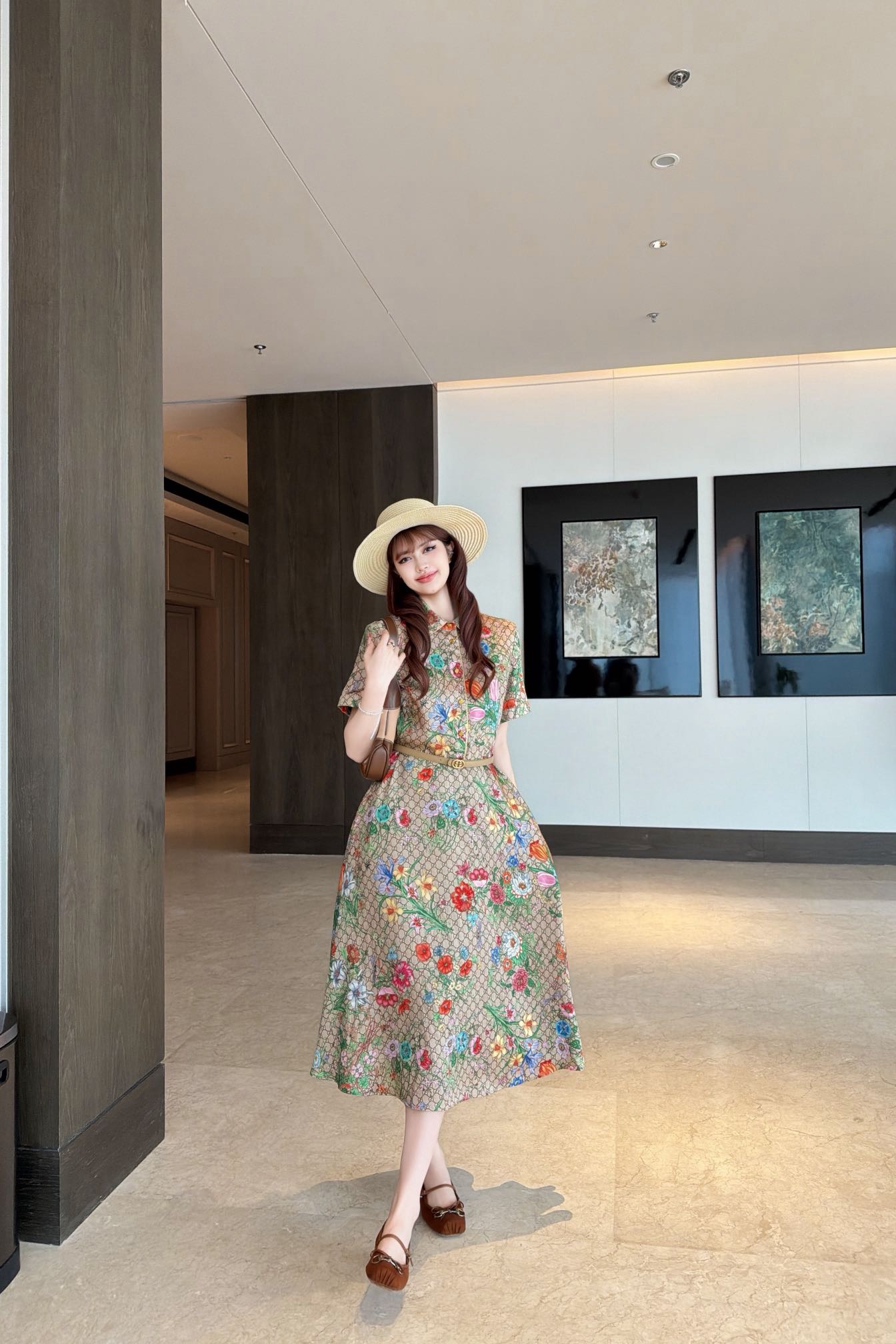 Guc 26ss print floarl dress