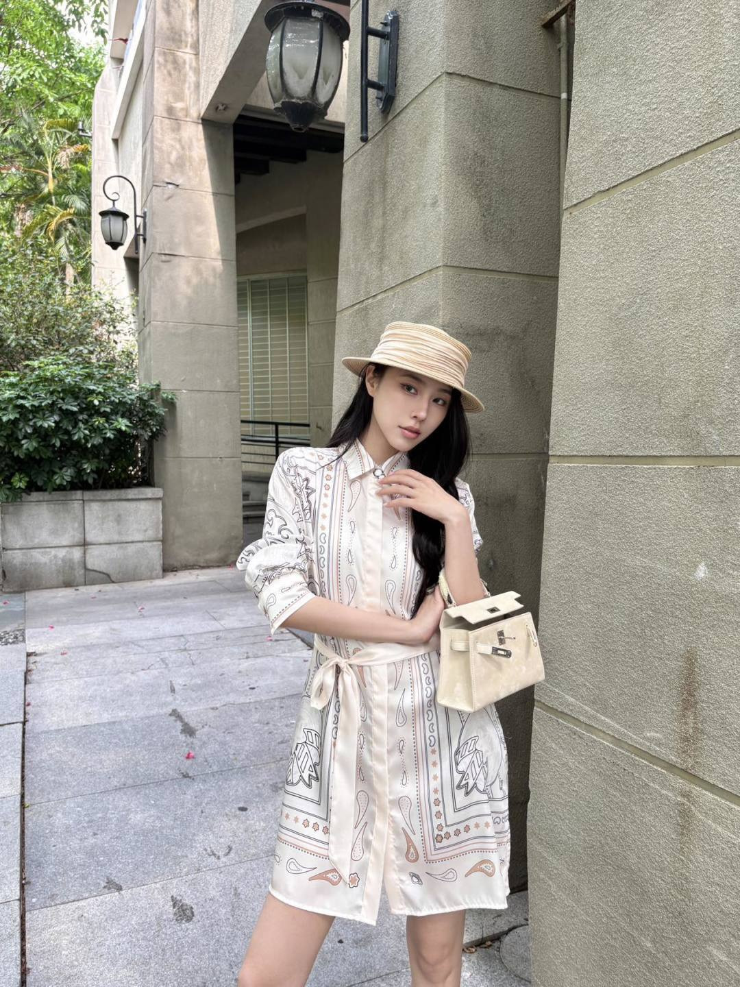 Herm 26ss print belted dress