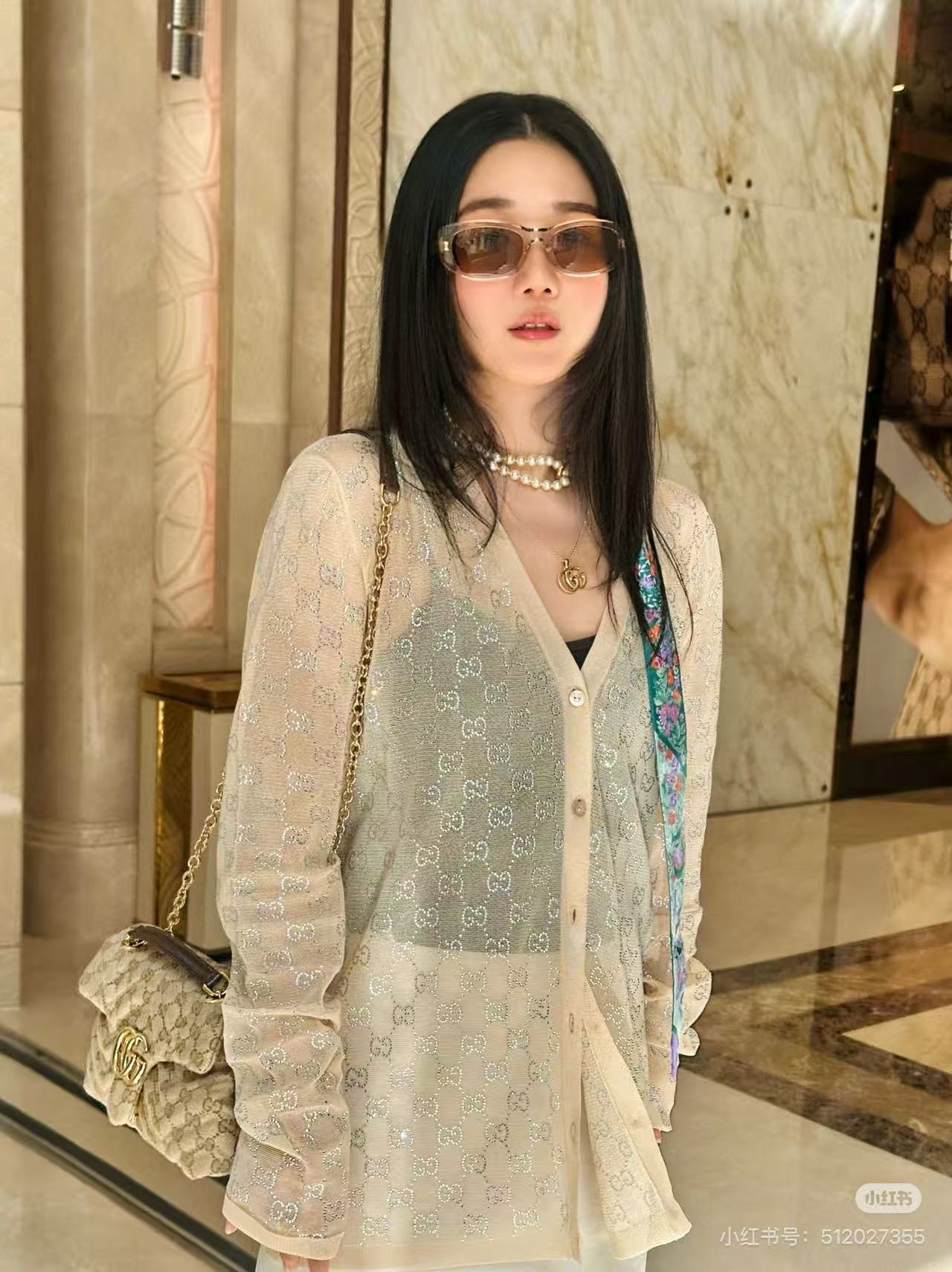 Guc 26ss rhinestone cardigan