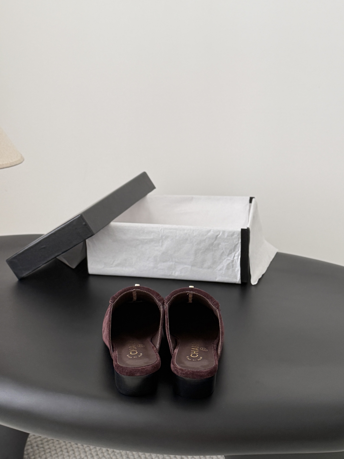 Chan 26C suede mules