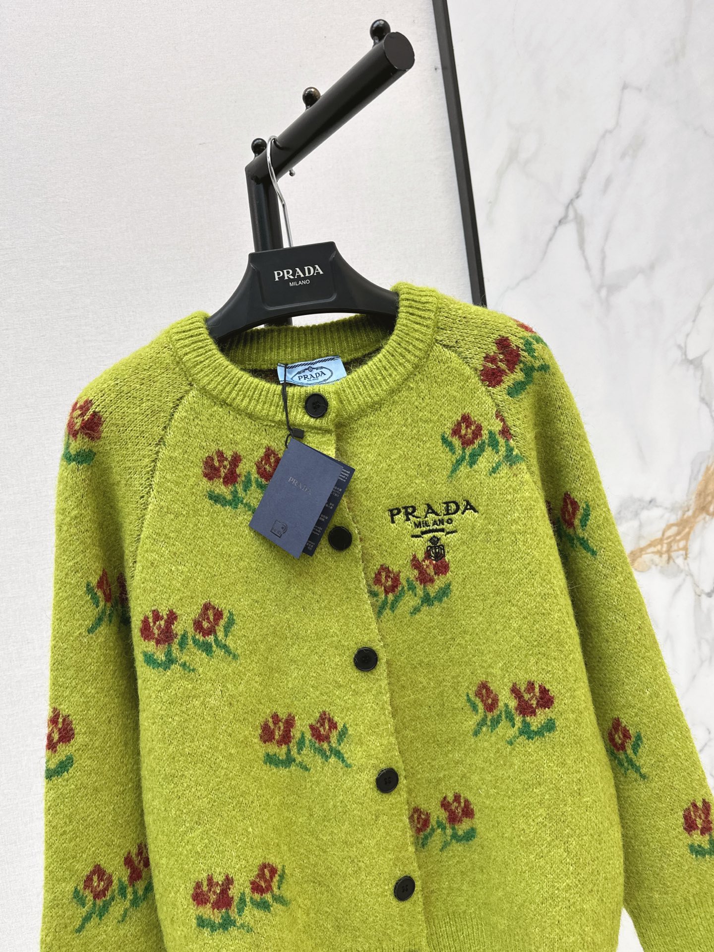 Pra 26fw floaral jacquard cardigan