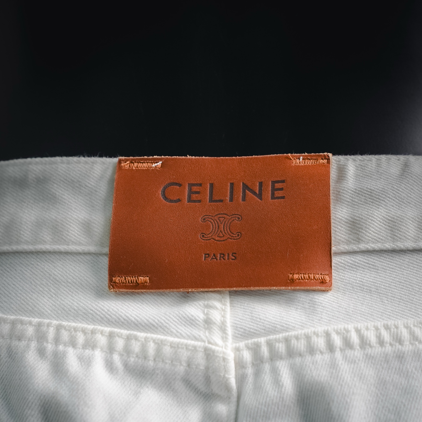 Cel leather patch jeans