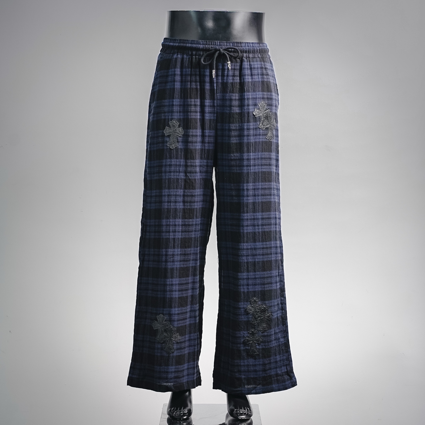 Chrome plaid loose pants